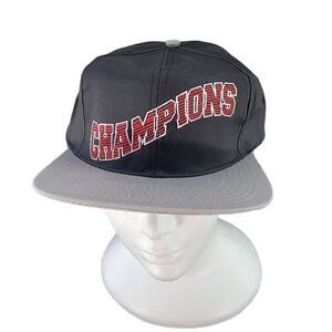 Vintage Drew Pearson Champions Script Snapback Hat Cap Black/Grey